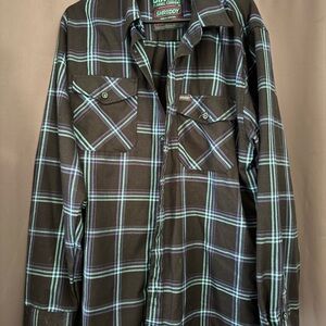 DIXXON Black and Blue Plaid Button Down Shirt